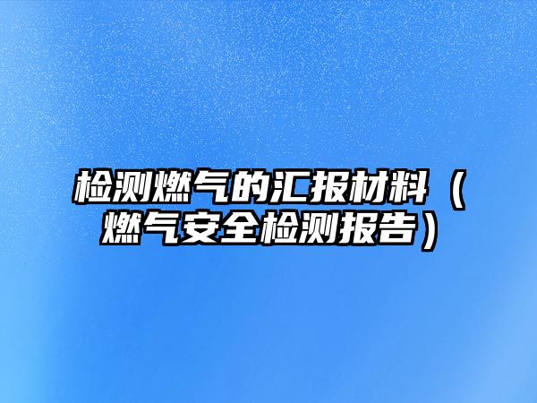 檢測燃氣的匯報材料（燃氣安全檢測報告）