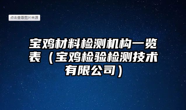 寶雞材料檢測機構(gòu)一覽表（寶雞檢驗檢測技術有限公司）