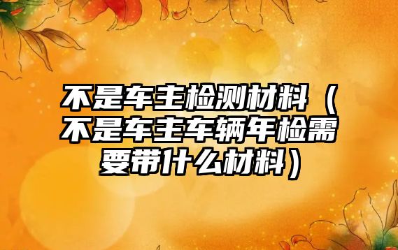 不是車主檢測材料（不是車主車輛年檢需要帶什么材料）