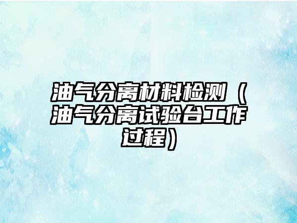 油氣分離材料檢測（油氣分離試驗臺工作過程）