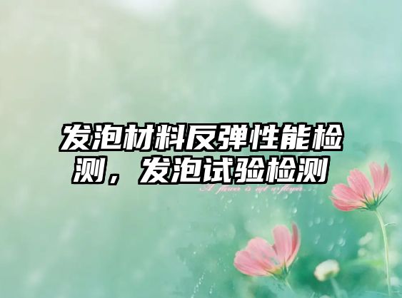 發(fā)泡材料反彈性能檢測，發(fā)泡試驗檢測