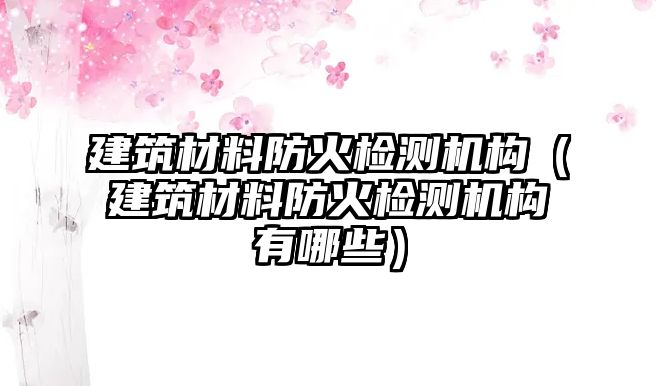 建筑材料防火檢測機(jī)構(gòu)（建筑材料防火檢測機(jī)構(gòu)有哪些）