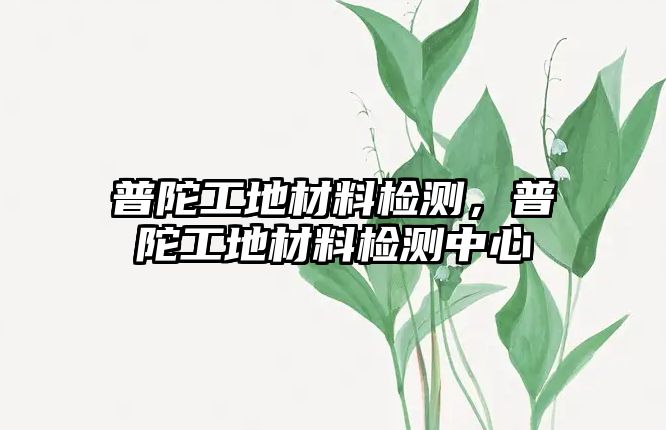 普陀工地材料檢測，普陀工地材料檢測中心