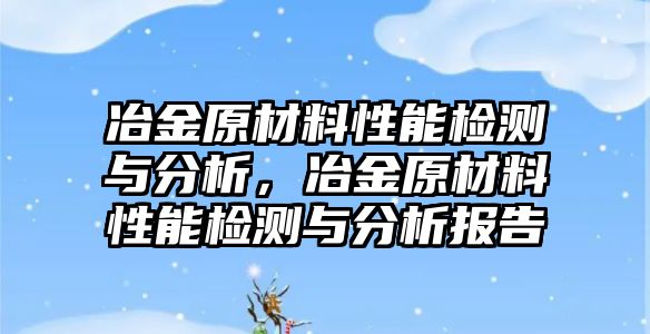 冶金原材料性能檢測與分析，冶金原材料性能檢測與分析報告