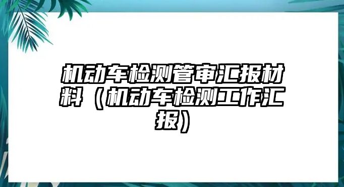 機(jī)動(dòng)車檢測(cè)管審匯報(bào)材料（機(jī)動(dòng)車檢測(cè)工作匯報(bào)）