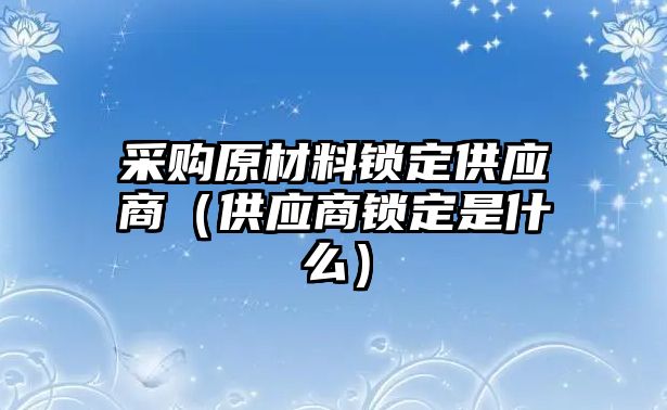 采購原材料鎖定供應(yīng)商（供應(yīng)商鎖定是什么）