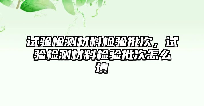 試驗檢測材料檢驗批次，試驗檢測材料檢驗批次怎么填