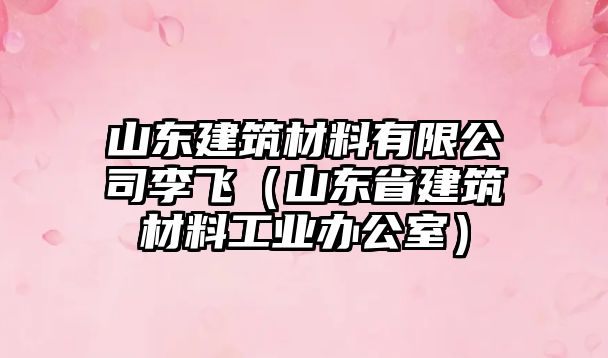 山東建筑材料有限公司李飛（山東省建筑材料工業(yè)辦公室）