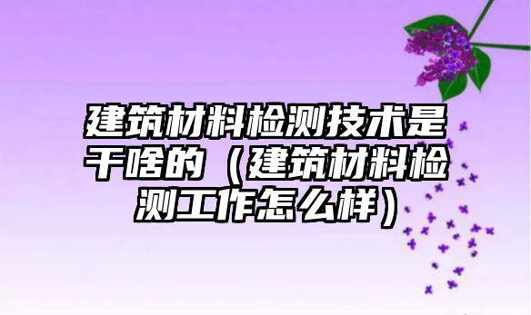 建筑材料檢測(cè)技術(shù)是干啥的（建筑材料檢測(cè)工作怎么樣）