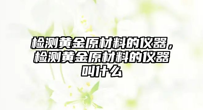 檢測黃金原材料的儀器，檢測黃金原材料的儀器叫什么