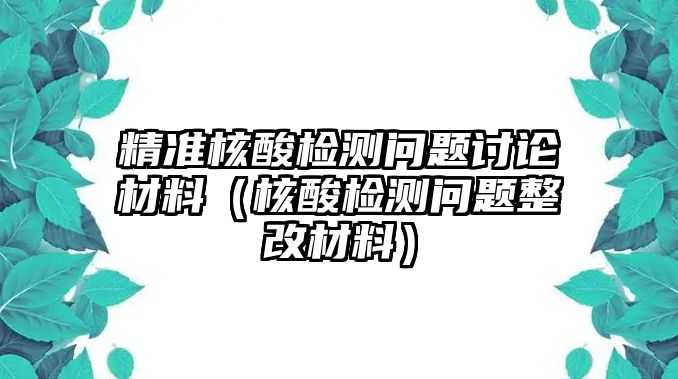 精準核酸檢測問題討論材料（核酸檢測問題整改材料）