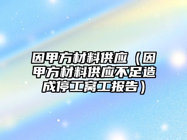 因甲方材料供應（因甲方材料供應不足造成停工窩工報告）