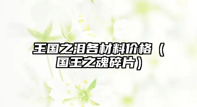 王國之淚各材料價格（國王之魂碎片）