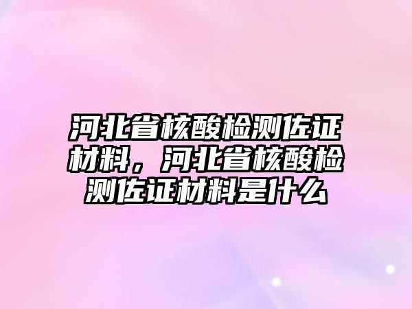 河北省核酸檢測佐證材料，河北省核酸檢測佐證材料是什么