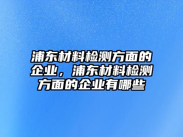 浦東材料檢測(cè)方面的企業(yè)，浦東材料檢測(cè)方面的企業(yè)有哪些