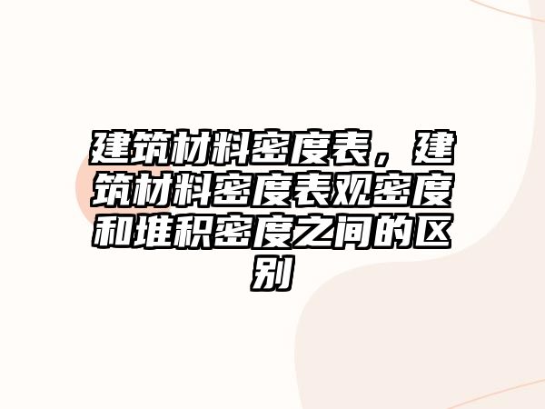 建筑材料密度表，建筑材料密度表觀密度和堆積密度之間的區(qū)別