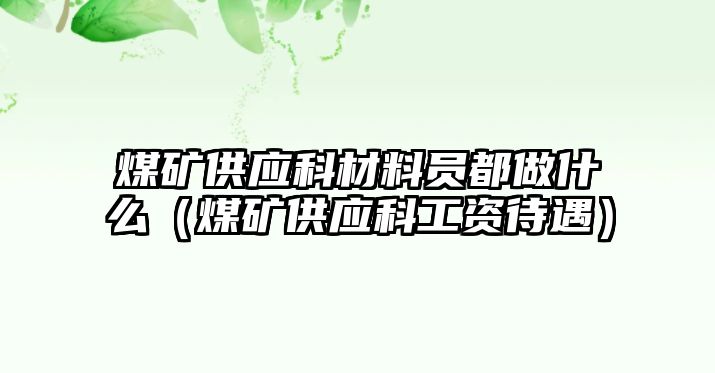 煤礦供應(yīng)科材料員都做什么（煤礦供應(yīng)科工資待遇）