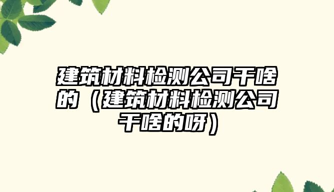 建筑材料檢測公司干啥的（建筑材料檢測公司干啥的呀）