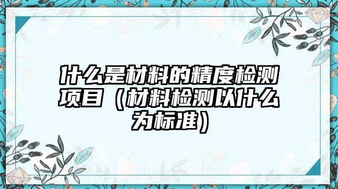 什么是材料的精度檢測項目（材料檢測以什么為標準）