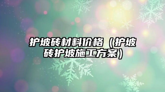 護坡磚材料價格（護坡磚護坡施工方案）