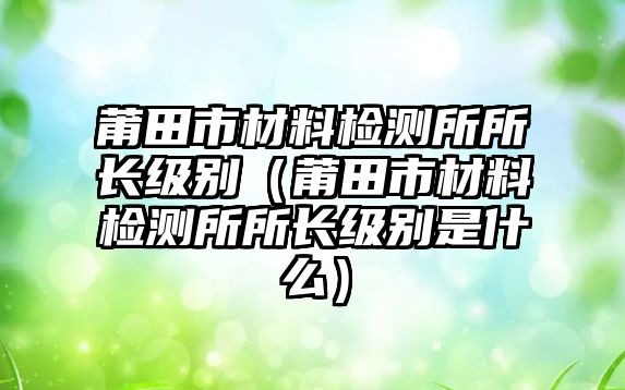 莆田市材料檢測(cè)所所長(zhǎng)級(jí)別（莆田市材料檢測(cè)所所長(zhǎng)級(jí)別是什么）