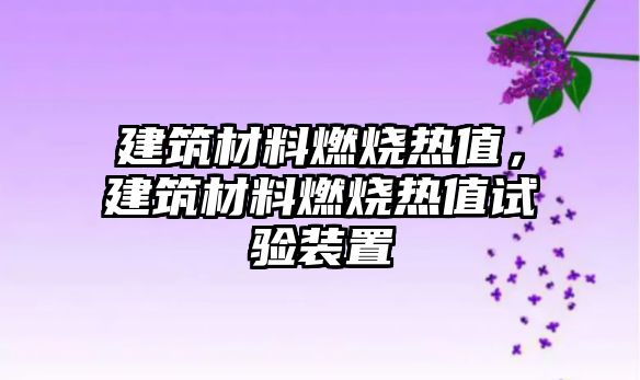 建筑材料燃燒熱值，建筑材料燃燒熱值試驗裝置