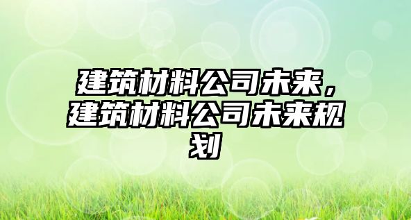 建筑材料公司未來，建筑材料公司未來規(guī)劃