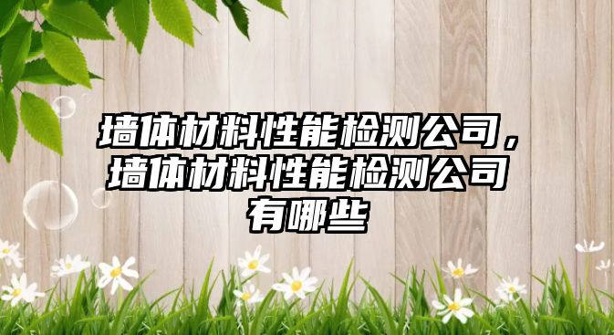 墻體材料性能檢測公司，墻體材料性能檢測公司有哪些