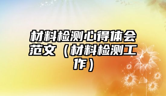 材料檢測心得體會范文（材料檢測工作）