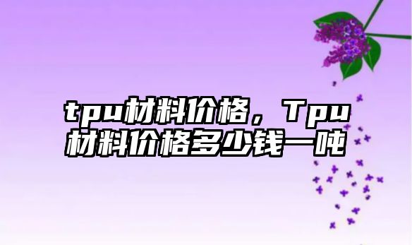 tpu材料價格，Tpu材料價格多少錢一噸