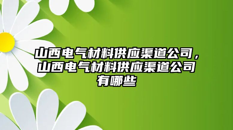 山西電氣材料供應渠道公司，山西電氣材料供應渠道公司有哪些