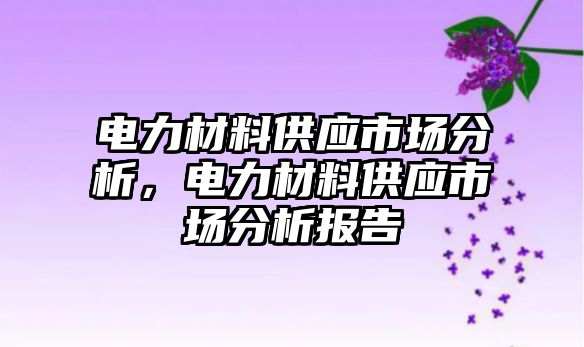 電力材料供應市場分析，電力材料供應市場分析報告