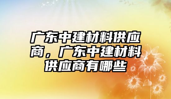 廣東中建材料供應商，廣東中建材料供應商有哪些