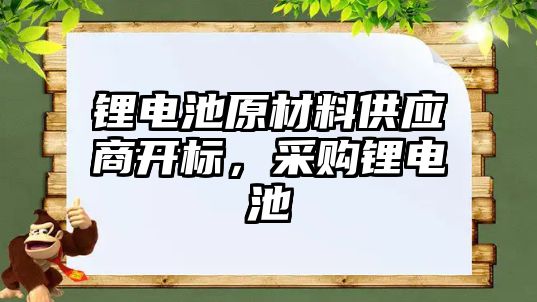 鋰電池原材料供應商開標，采購鋰電池