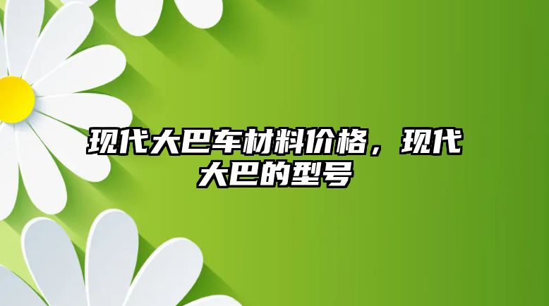 現(xiàn)代大巴車材料價格，現(xiàn)代大巴的型號